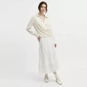 [샵앤] 여성 밴딩 캉캉 레이스 포인트 플레어 롱스커트 EGG-WSK-21024