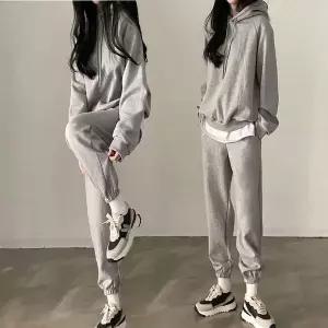 세트 무지 후드 데일리룩 여자 편안한 조거팬츠