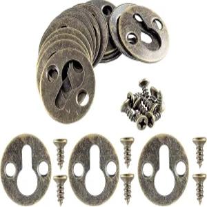 Piutouyar 48Pcs 원형 열쇠고리 걸이 액자 선반 브래킷 나사가 달린 금속 고정 장치(브론즈 톤)