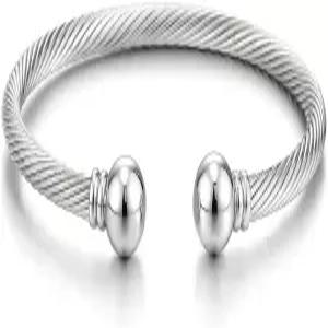 쿨스틸랜드 비욘드 엘라스틱 조절 가능한 스테인리스 스틸 커프 뱅글 팔찌 남성용