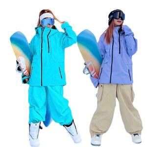 스키복 여자 남자 아웃도어 피팅 스포츠 팬츠 스노우보딩 방수 스노우보드 방풍 스노우슈트 배기 자켓 세트 루즈 방한복