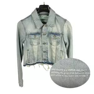 오프화이트 YE008R19773057 7100 여성 로고 크롭 데님 자켓 라이트블루 Off White 정품100%