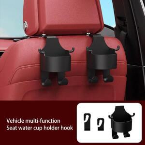컵홀더가 있는 뒷좌석 자동차 정리함, 다기능 두 개의 시트 훅 포함, 간식, 음료 및 휴대폰 보관 가능