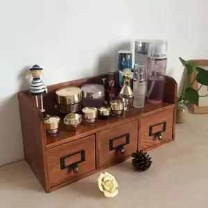 원목 화장품정리대 캐비닛 사무용 복고색을 서랍형