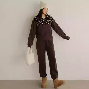 [핑크시슬리] SET/미키 도트 아플리케 후리스 조거 트레이닝세트