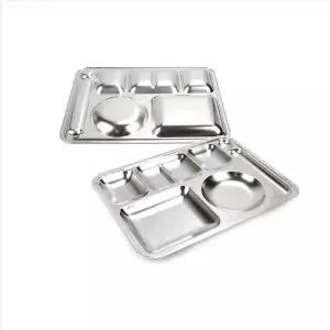 스텐식판 603MQQ32 업소용 5찬 41.7x30.8cm 단체급식용 스텐304 국산 수저