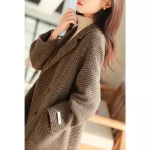 여성용 모직 빈티지 하프코트 추동 날씬 정장자켓 체크 정장넥 원템4