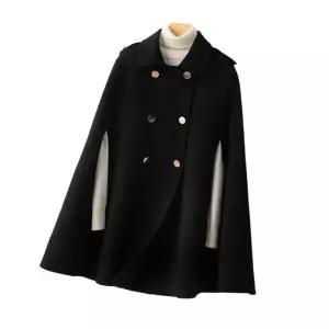 핸드메이드 케이프 울 양모 코트 자켓 모직 케이프코트 폭스퍼 후드 블렌드 롱 롱코트