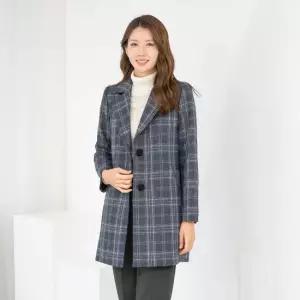엄마옷 2온스 누비 카라 투버튼정장체크하프코트 1GHJ25235 중년여성 마담 60 70대  빅사이즈 할머니