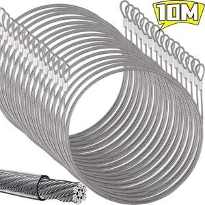 10/1M 스테인리스 스틸 와이어 로프 알루미늄 슬리브 포함 낚시 리프팅 케이블 랜턴 행거 옷줄 차양 녹 방