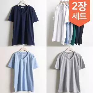 2장set 빅사이즈여성의류 30수 브이넥 반팔티셔츠 1+1 사이즈에서 자유로운