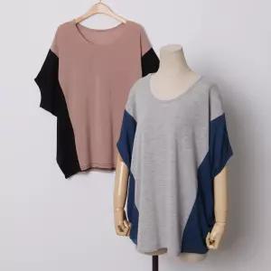 중년 빅사이즈 마담 임부복 207 가오리배색반팔티셔츠 DILE028 사이즈에서 자