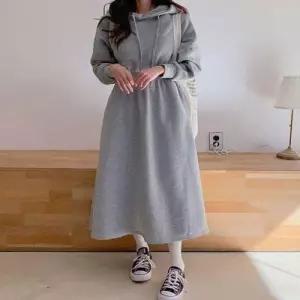 A라인 면 여자 겨울 허리밴딩 후드원피스 가을 롱 WFLOZQN