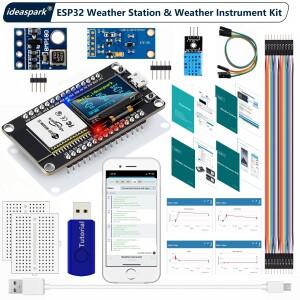ESP32 기상 관측소 계측기 키트 WiFi  BT 통합 0.96 ''OLED DHT-11 Arduino IoT 초보자 BMP-180 BH1750 센