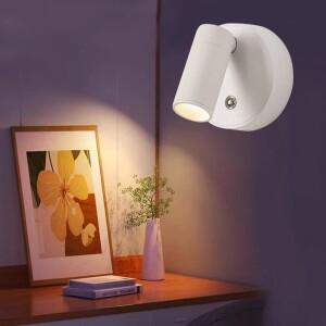 미니 360 ° 회전 벽 조명 LED 충전식 스포트라이트 무선 타입-C 삼색 침대 옆 램프 자석 블랙 화이트