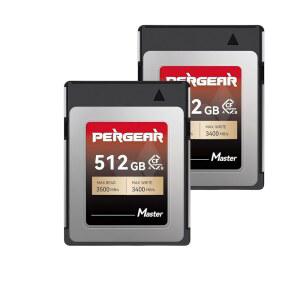 PERGEAR 512GB(2팩) CFExpress 4.0 타입 B 메모리 카드, 3500MB /s 쓰기 및 3400MB 읽기 속도, 8K 원시 비디오 녹화(마스터 시리즈)를 위한 R3 /R5 /R5C /Z8 /Z9 /Z7 II /Z6 /S1 DSLR 카메라와 호환 가능