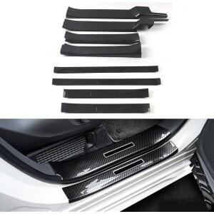 토요타 시에나 2022 204 2025 도어 실 프로텍터 커버 트림 외부 및 내부 진입 가드 플레이트 장식 스티커 ABS 8PCS(탄소 섬유 스타일)와 호환되는 투바이자이 자동차 액세서리