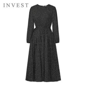 [인베스트] 도트 나염 스트링 롱 원피스_IN6S1OP3051