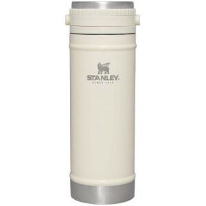 트래블 머그컵과 프렌치 프레스가 통합된 16온스 | 5분간 양조, 4시간 동안 뜨겁고 누수 방지 뚜껑 커피 찌꺼기용 메쉬 필터 단열 스테인리스 스틸 메이커 BPA 프리 크림 글로스