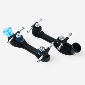 조정 가능한 브레이크 시스템 이중 행 롤러 스케이트 PP 플라스틱베이스 4 바퀴 드라이 아이스 삼각형 브래