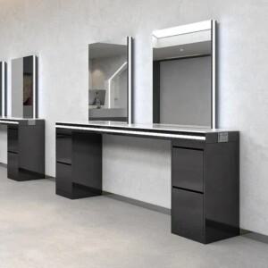 미용실 거울 스테인레스 스틸 헤어 커팅 드레싱 테이블 캐비닛 포함 이발소 발광