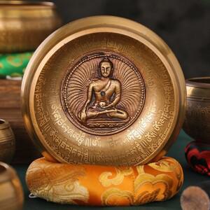 네팔 노래 그릇 수제 원래 티베트어 구리 불교 요가 소리 치유 마음 챙김 명상 세트