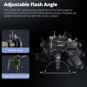 고독스 S3 보웬스 마운트 플래시 S형 홀더 브래킷 V1 V860 AD200 AD100PRO 스피드라이트 스누트 박스용