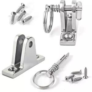 핀트랙스 비미니 탑 데크 힌지 - 퀵 릴리스 핀 및 링이 있는 316 스테인리스 스틸 해양 하드웨어 폰툰 낚시