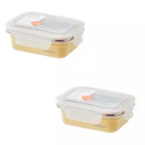 락앤락 컬러 스텐 용기 반찬통 밀폐 옐로우 400ml 2p BNA