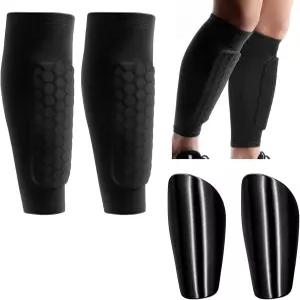 스키용 4피스 정강이 보호대 스키 가드 패드 허니콤 슬리브 세트 축구용 충격 흡수 멀티 스포츠 송아지