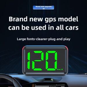 X1 GPS HUD 속도계 대형 글꼴 KM/MPH  차량 호환 OBD 플러그 앤 플레이 헤드업 화이트 그린 라이트 경고