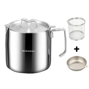 Riwonas 통3중 스텐 캠핑용 라면 냄비 케틀팟 튀김망 거름망 튀김냄비 인덕션 IH 겸용