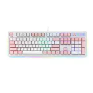 앱코 게이밍 유선 키보드 핑크 청축 방수 104키 광축 BNA