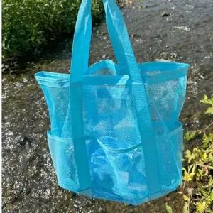 메쉬 비치백 망사 물놀이 숄더 가방 대형 블루 그물가방 메쉬백 망사가방 그물비치가방