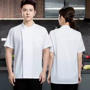 조리복 셰프복 요리복 주방복 주방 작업복 여름 흰색 반팔 요리사 유니폼 셰프 자켓 재킷 남성 코트 앞치마