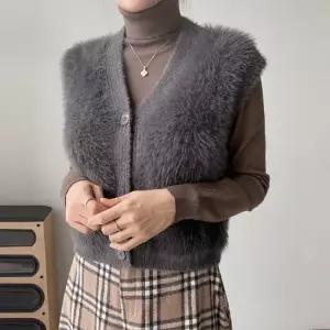 샤일로 브이넥 밍크 퍼베스트_W3055