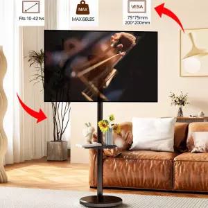 티비거치대 TV 스탠드 높이 롤링 10-42인치 66파운드 세로가로 전환 이동식 카트 선반