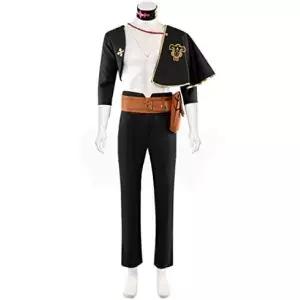 로리미스 남성 블랙 코스프레 클로버 아스타 코스튬 재킷 망토 바지 기사 의상