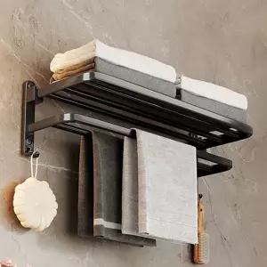 욕실 수건 걸이 다용도 선반형 타월걸이 무타공 수건 걸이 정리 욕실수납선반 정리대 건조대 보관함 용품