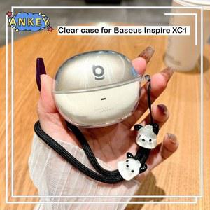Baseus Inspire XC1 케이스 보호용 투명 클리어 TPU 커버 블루투스 이어폰 쉘 헤드폰 휴대용 끈 포함