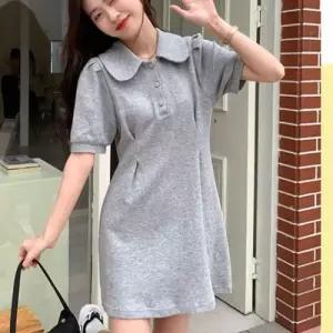 카라 미니 원피스 하객룩 면 여름 원피스 WFLRZGQ