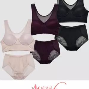 편안한 착용감 오가닉 순면 풀컵 노와이어 스포츠 브라 팬티 세트탑 추천 운동속옷 셋트 편한 20대여자 레