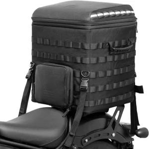 케미모토 접이식 오토바이 시시 바 테일 백 퀵 액세스 창 확장 가능한 53-60L 등받이 여행용 수하물 헬멧