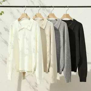 [NS홈쇼핑][샵앤] 여성 카라넥 반오픈 단추 데일리 4컬러 니트티 BONG-WKN-5115..