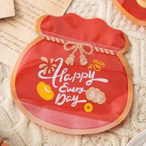 복주머니 지퍼백 귀여운 과자 포장지 선물용 100매 18 5x18cm 100 비닐