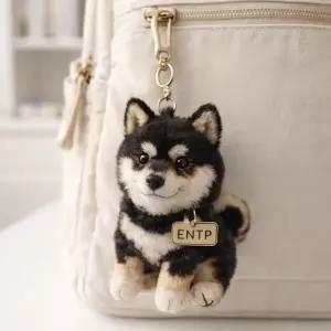 블랙 시바견 봉제인형 키체인 열쇠고리 가방 참 장식 자동차 장식 선물