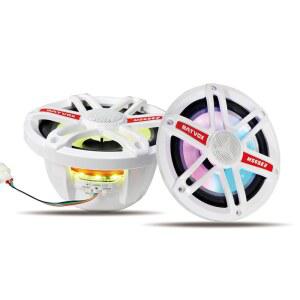 가오거 MS65E2 6.5인치 해상 스피커 300와트 맥스 양방향 IP67 방수 보트 스테레오 시스템, 7색 LED 조명, 및 실외 차량용 고출력 핸들링, 흰색(2개 스피커)