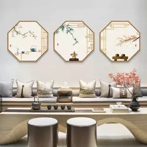 동양화 한국화 거실 카페 벽장식 대형 전통 꽃그림 팔각