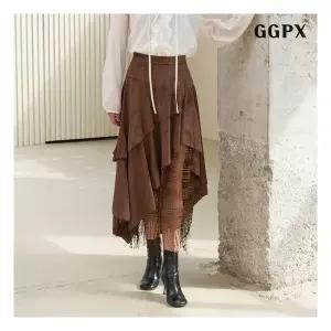 GGPX 에스닉 프린지 스웨이드 믹스 매치 스커트 GPCWH009D 1155778