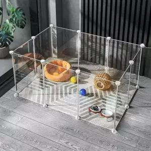 울타리 강아지 투명 펜스 가림막 아크릴 칸막이 애견 높이46cm 2열 10칸 케이블